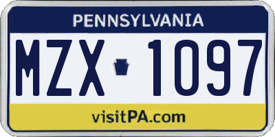 PA license plate MZX1097