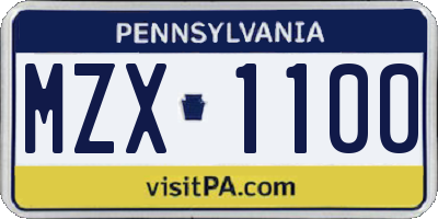 PA license plate MZX1100