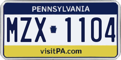 PA license plate MZX1104