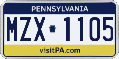 PA license plate MZX1105