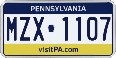 PA license plate MZX1107