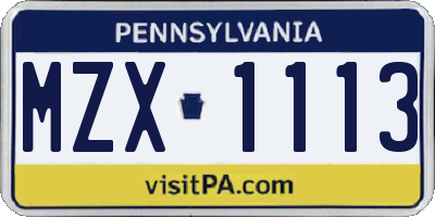 PA license plate MZX1113