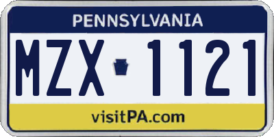 PA license plate MZX1121