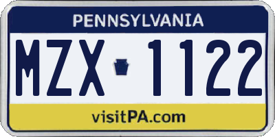 PA license plate MZX1122
