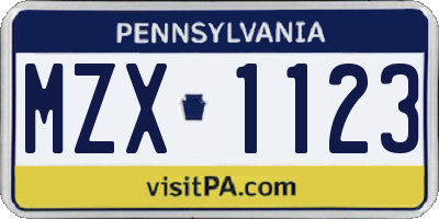 PA license plate MZX1123