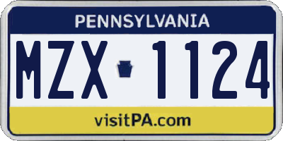 PA license plate MZX1124
