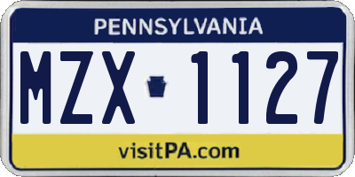 PA license plate MZX1127
