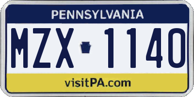 PA license plate MZX1140