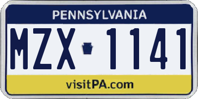 PA license plate MZX1141