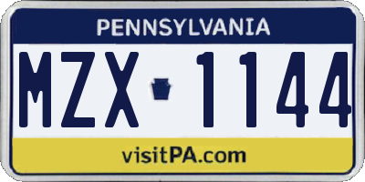 PA license plate MZX1144
