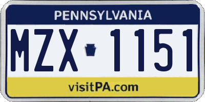 PA license plate MZX1151