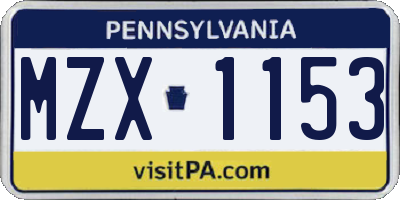 PA license plate MZX1153