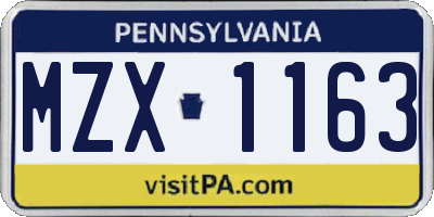 PA license plate MZX1163