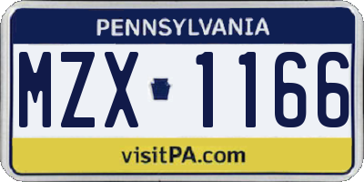 PA license plate MZX1166