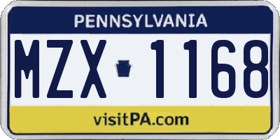 PA license plate MZX1168