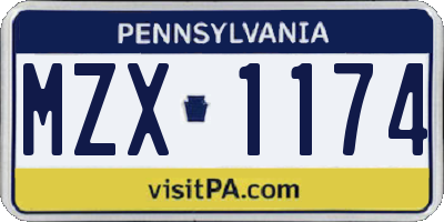 PA license plate MZX1174