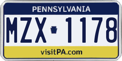 PA license plate MZX1178