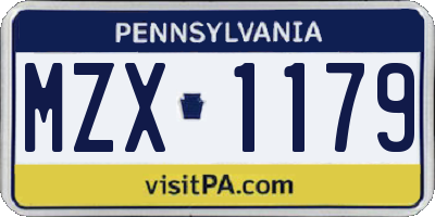 PA license plate MZX1179