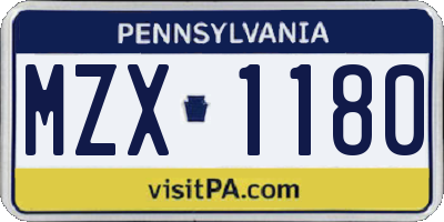 PA license plate MZX1180