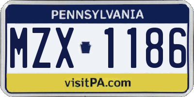 PA license plate MZX1186