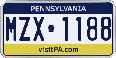 PA license plate MZX1188