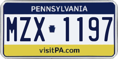 PA license plate MZX1197