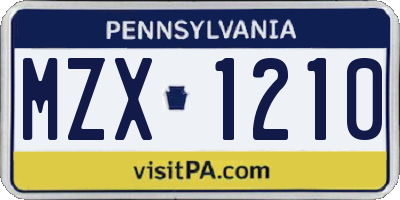 PA license plate MZX1210