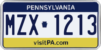PA license plate MZX1213