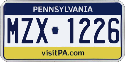 PA license plate MZX1226