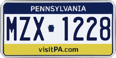 PA license plate MZX1228