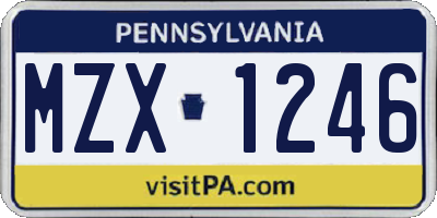 PA license plate MZX1246