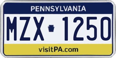 PA license plate MZX1250