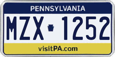 PA license plate MZX1252