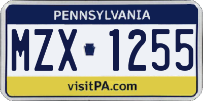PA license plate MZX1255