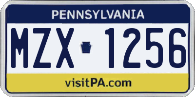 PA license plate MZX1256