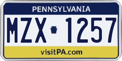 PA license plate MZX1257