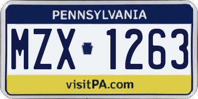 PA license plate MZX1263