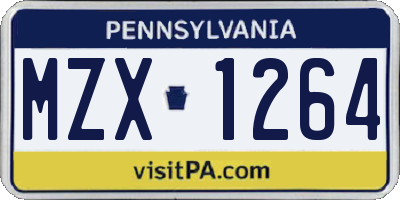 PA license plate MZX1264