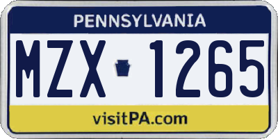 PA license plate MZX1265