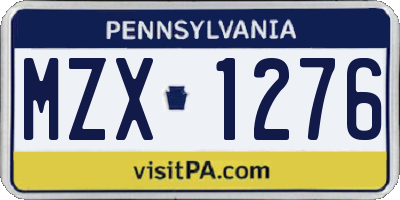 PA license plate MZX1276
