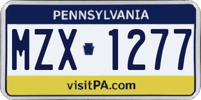 PA license plate MZX1277