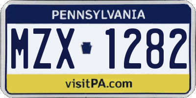 PA license plate MZX1282