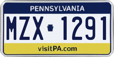 PA license plate MZX1291