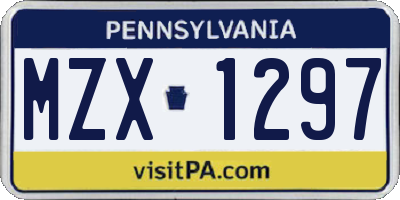 PA license plate MZX1297