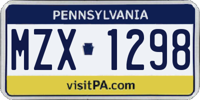 PA license plate MZX1298