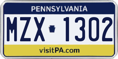 PA license plate MZX1302