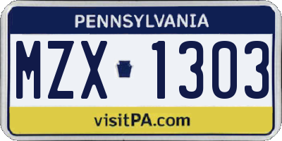 PA license plate MZX1303