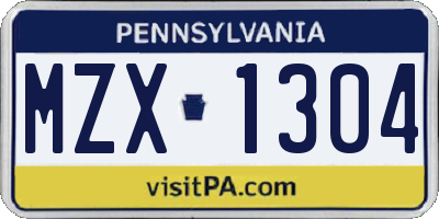 PA license plate MZX1304