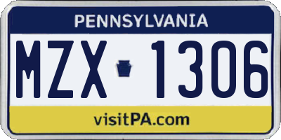 PA license plate MZX1306