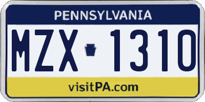 PA license plate MZX1310